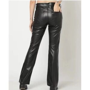 VTG Gap Pants Black Leather Bootcut Women 4 Biker Rocker 90s y2k 00s 28x30‎
